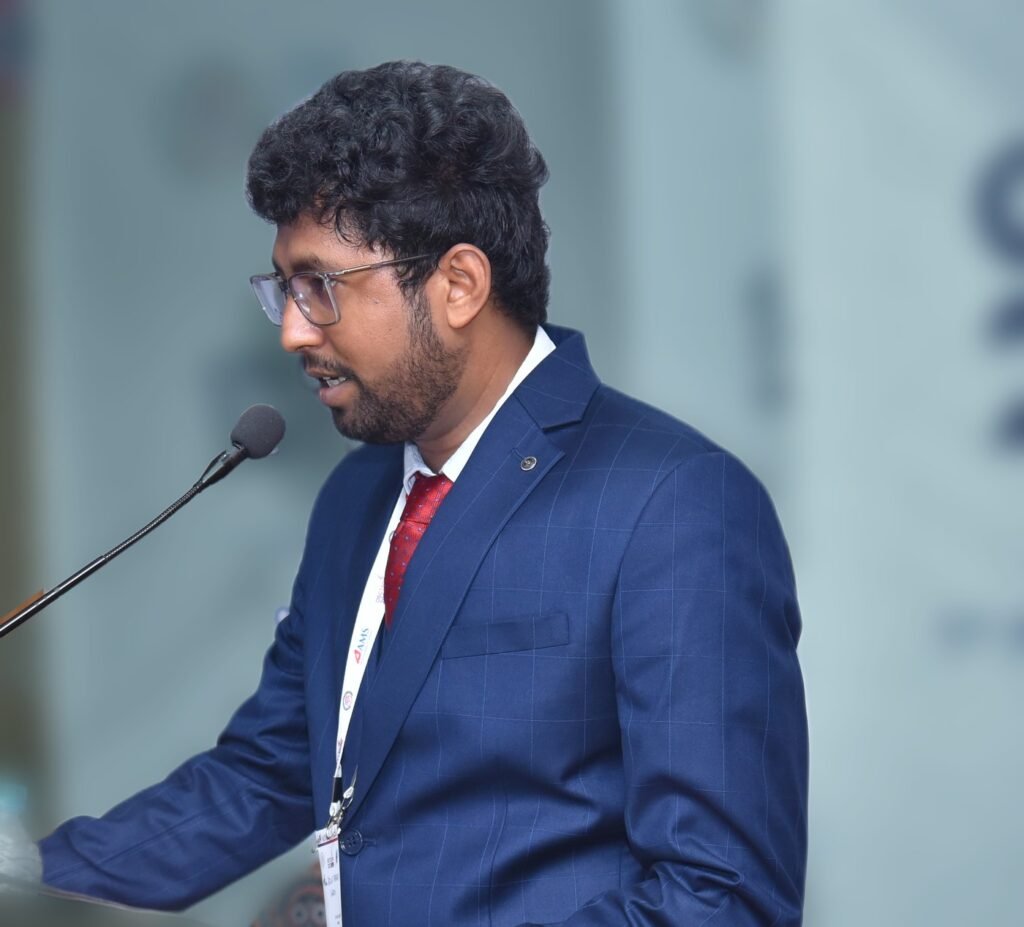 Biswa Prakash Swain speaking at a medical conference